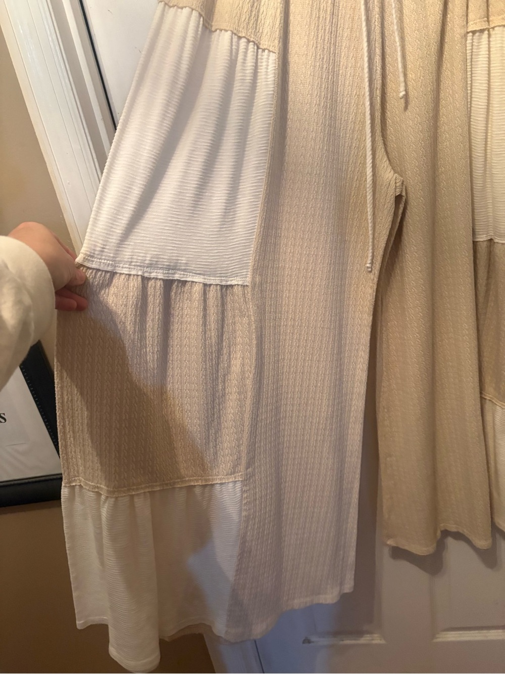 BUCKETLIST Beige Ribbed Knit Top with Navy Logo - Picture 2 of 3